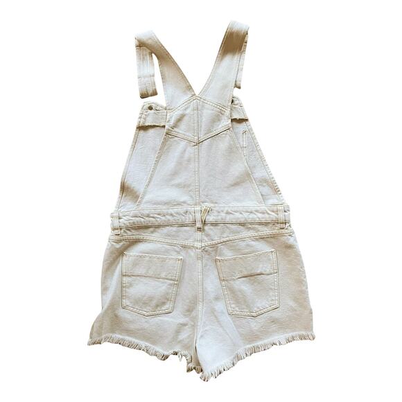 FREE PEOPLE Sunkissed Denim Short Overalls Front Zipper Pockets Off White 6 NWOT - Picture 6 of 9